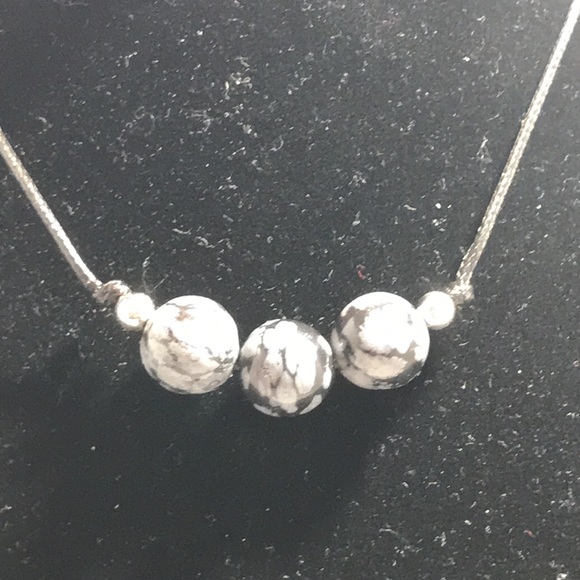 Snowflake obsidian choker necklace handmade boho three bead healing necklace - Picture 3 of 5